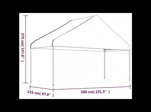 Cenador con techo polietileno Blanco 5,88x2,23x3,75 M Vidaxl