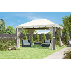 Cenador de acero con cubierta y cortinas NATERIAL Ysis de 399 x 300 cm gris