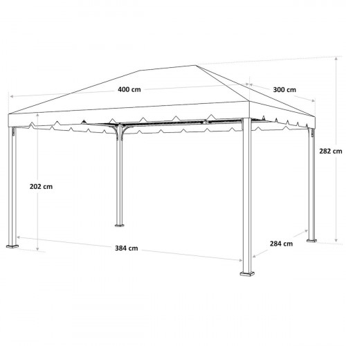 Cenador de acero con cubierta y cortinas NATERIAL Ysis de 399 x 300 cm gris