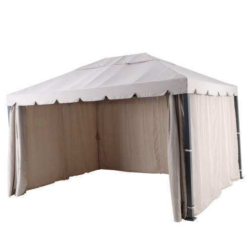 Cenador de acero con cubierta y cortinas NATERIAL Ysis de 399 x 300 cm gris