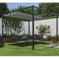 Cenador de aluminio con toldo NATERIAL Horali de 297 x 297 cm gris