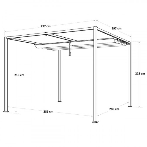 Cenador de aluminio con toldo NATERIAL Horali de 297 x 297 cm gris