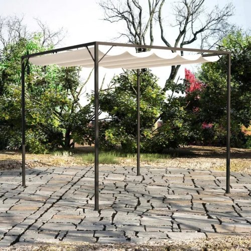Cenador de jardín con tejado toldo retráctil vidaXL