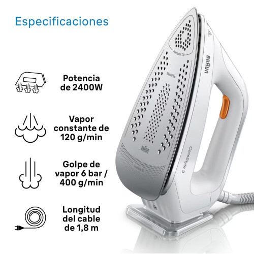 Centro de planchado Braun CareStyle 3 IS3132WH con depósito de agua de 2 L. Blanco