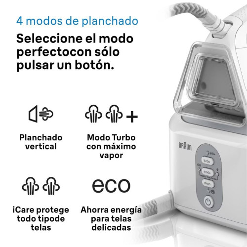 Centro de planchado Braun CareStyle 3 IS3132WH con depósito de agua de 2 L. Blanco
