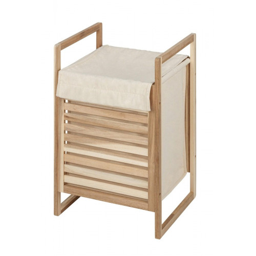 Cesto de ropa sucia con tapa Acina de madera beige y marrón 40 L