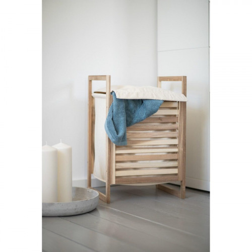 Cesto de ropa sucia con tapa Acina de madera beige y marrón 40 L