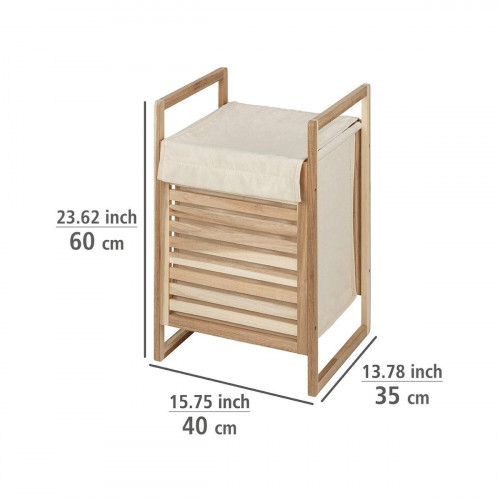 Cesto de ropa sucia con tapa Acina de madera beige y marrón 40 L