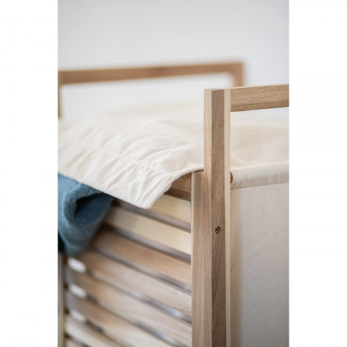 Cesto de ropa sucia con tapa Acina de madera beige y marrón 40 L