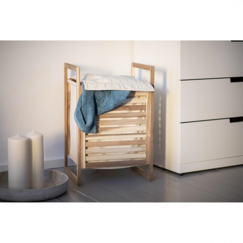 Cesto de ropa sucia con tapa Acina de madera beige y marrón 40 L