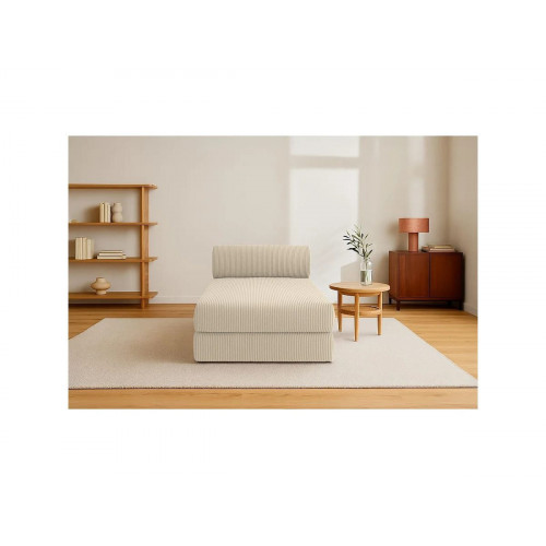 Chaise longue convertible en pana beige.