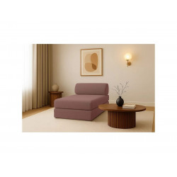 Chaise longue convertible en tejido liso color terracota.