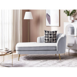 Chaise longue derecho ALLIER Terciopelo Gris claro