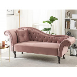 Chaise longue izquierdo LATTES Terciopelo Rosa