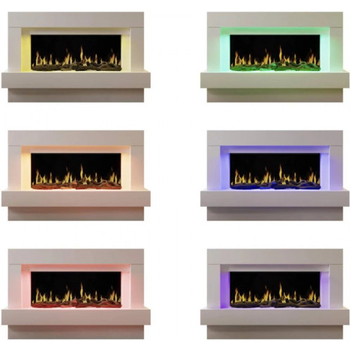 Chemin'arte chimenea eléctrica de suelo linéa blanca
