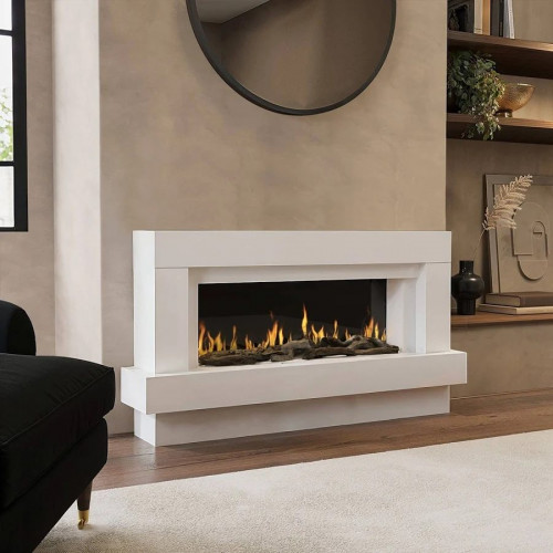 Chemin'arte chimenea eléctrica de suelo linéa blanca