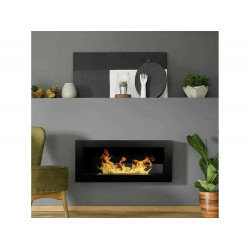 Chimenea de bioetanol, 0,75 L, Hecho en Italia, 12x90x40h cm, negra, 25 m², potencia 2,5 kW