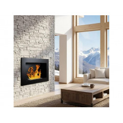 Chimenea de bioetanol Airuno, Capacidad 0.35 l Hecho en Italia, 65x12x40h cm Negro, Área calefactable 25 m2, Potencia (kw) 2