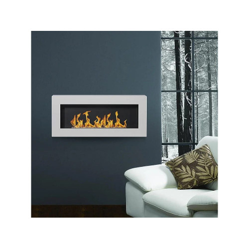 Chimenea de bioetanol de pared blanca Siena, L 90 x P 12 x H 40