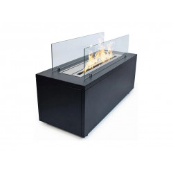 Chimenea de bioetanol de pie CARAVAGGIO para interior y exterior, color negro (L100xP40xH40 cm)