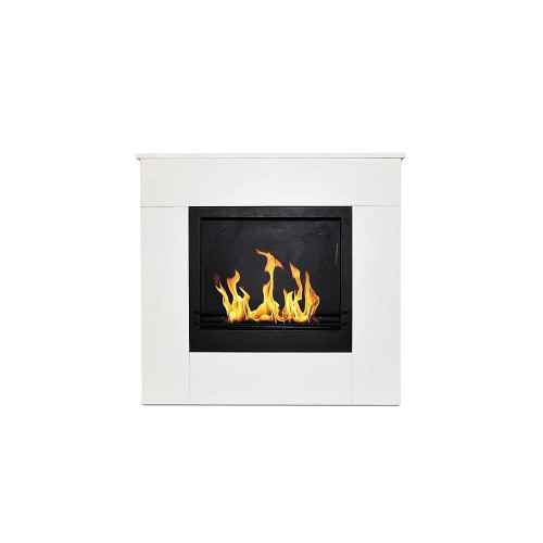 Chimenea de bioetanol de pie Michelangelo de madera blanca, 96 x 36 x 90 h, fabricada en Italia