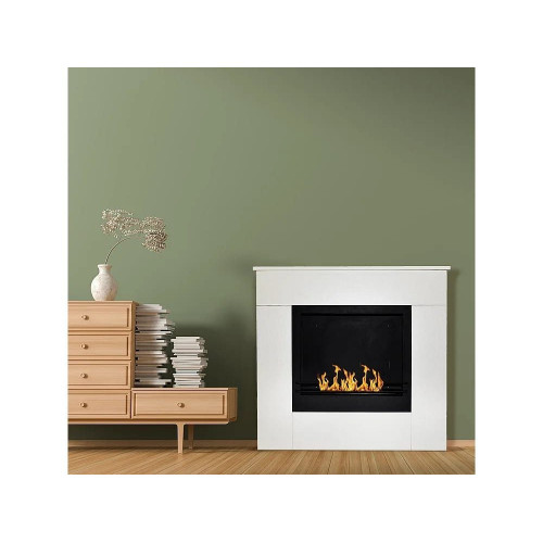 Chimenea de bioetanol de pie Michelangelo de madera blanca, 96 x 36 x 90 h, fabricada en Italia
