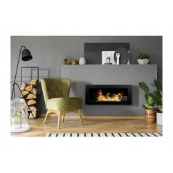Chimenea de bioetanol Livorno Black de pared o empotrada, L 90 x P 12 x H 40 con cristal