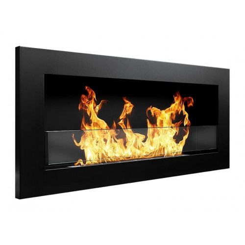 Chimenea de bioetanol Livorno Black de pared o empotrada, L 90 x P 12 x H 40 con cristal