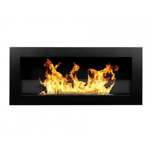 Chimenea de bioetanol Livorno Black de pared o empotrada, L 90 x P 12 x H 40 con cristal