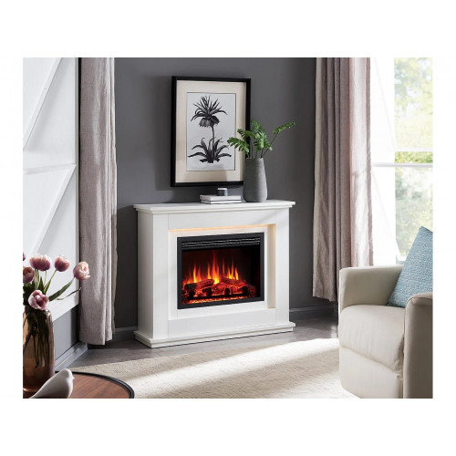 Chimenea eléctrica BALDERIA Baldur - Chimenea de pie - Blanca