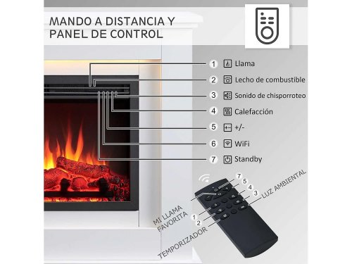 Chimenea eléctrica BALDERIA Baldur - Chimenea de pie - Blanca