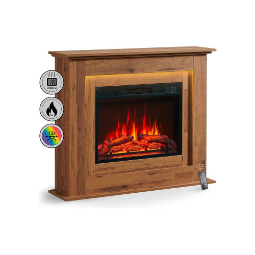 Chimenea eléctrica BALDERIA Finn - Chimenea de pie, calefacción 2000 W - Roble oscuro