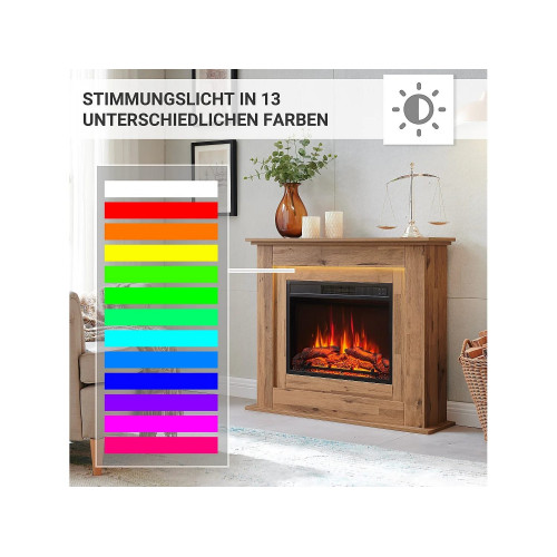 Chimenea eléctrica BALDERIA Finn - Chimenea de pie, calefacción 2000 W - Roble oscuro