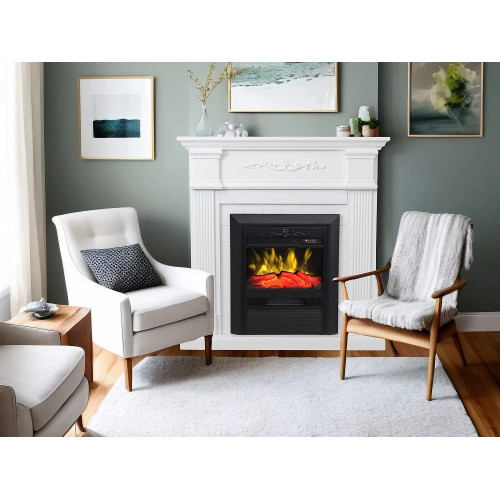 Chimenea eléctrica - Con repisa - Long. 98 x Prof. rof. 26 x Alt. 100,8 cm - Blanco - OTEMANU