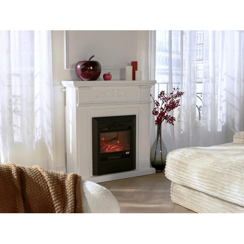 Chimenea eléctrica - Con repisa - Long. 98 x Prof. rof. 26 x Alt. 100,8 cm - Blanco - OTEMANU