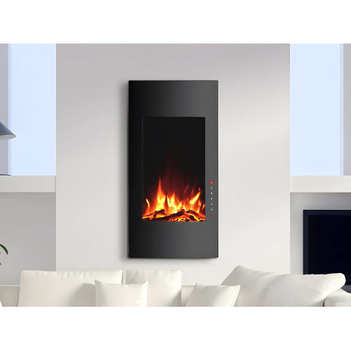 Chimenea eléctrica curva VULCANO - Largo 41 x Ancho 13 x Alto 81 cm - Negra
