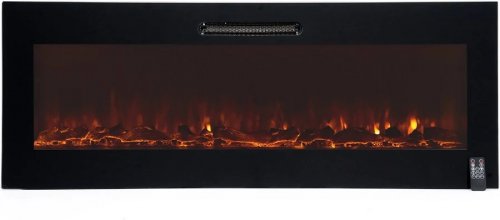 Chimenea Eléctrica de Pared Empotrable Para Interior 2000w Kekai Oregon 127x16x48 cm Con Simulación de Fuego 2 Niveles Con Mando