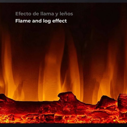 Chimenea Eléctrica de Pared Empotrable Para Interior 2000w Kekai Oregon 127x16x48 cm Con Simulación de Fuego 2 Niveles Con Mando