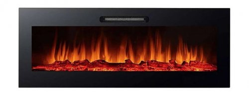 Chimenea Eléctrica de Pared Empotrable Para Interior 2000w Kekai Oregon 127x16x48 cm Con Simulación de Fuego 2 Niveles Con Mando