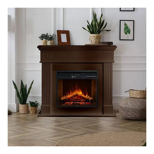 Chimenea eléctrica de pie Cambridge madera de nogal
