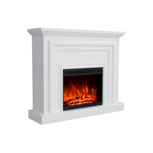 Chimenea eléctrica de suelo con manto - L. 120 x Pr. 33 x Alt. 101,5 cm - Blanco - OTANI