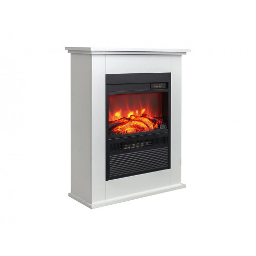 Chimenea eléctrica de suelo con manto - L. 61,1 x Pr. 25 x Alt. 76,6 cm - Blanco - ETORI
