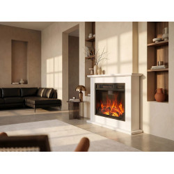 Chimenea eléctrica de suelo con manto - L. 64,5 x Pr. 23,5 x Alt. 61 cm - Blanco - ULANO