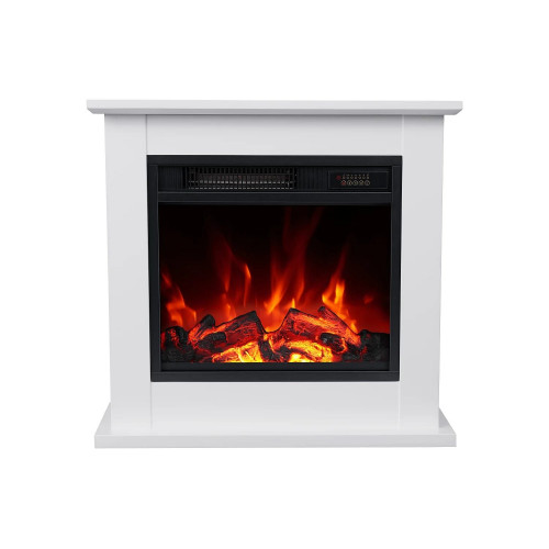 Chimenea eléctrica de suelo con manto - L. 64,5 x Pr. 23,5 x Alt. 61 cm - Blanco - ULANO