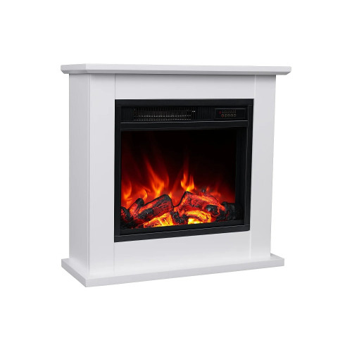 Chimenea eléctrica de suelo con manto - L. 64,5 x Pr. 23,5 x Alt. 61 cm - Blanco - ULANO