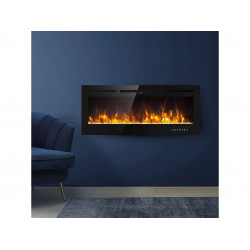 Chimenea eléctrica Potoprens, 30 m2 calefactable, 14x102x55h cm negra, potencia (kW) 0.75/1.5, interior