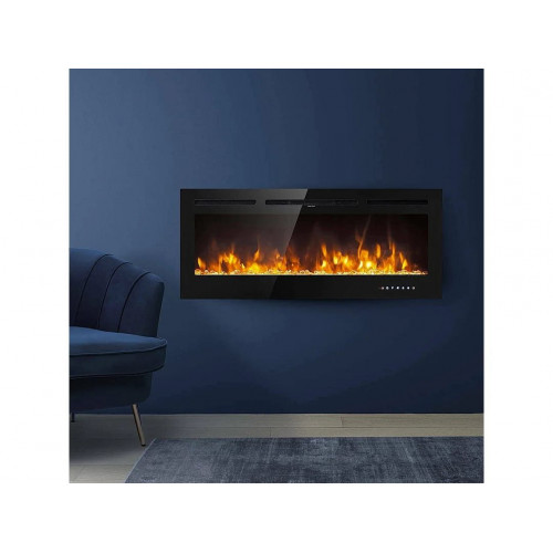Chimenea eléctrica Potoprens, 30 m2 calefactable, 14x102x55h cm negra, potencia (kW) 0.75/1.5, interior