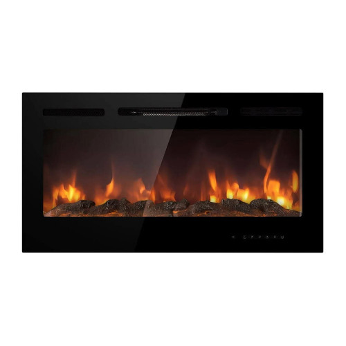 Chimenea eléctrica Potoprens, 30 m2 calefactable, 14x102x55h cm negra, potencia (kW) 0.75/1.5, interior