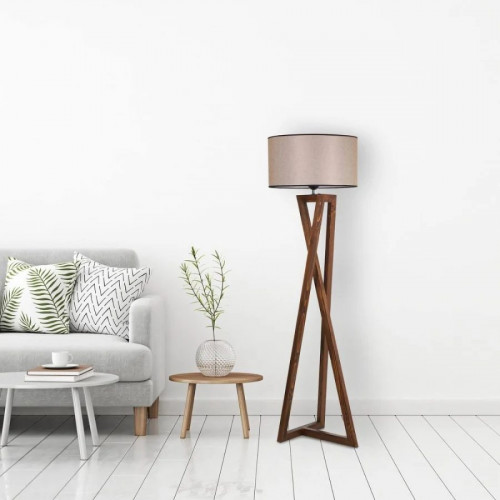 Chloe Lámpara de pie de diseño de madera y Tela