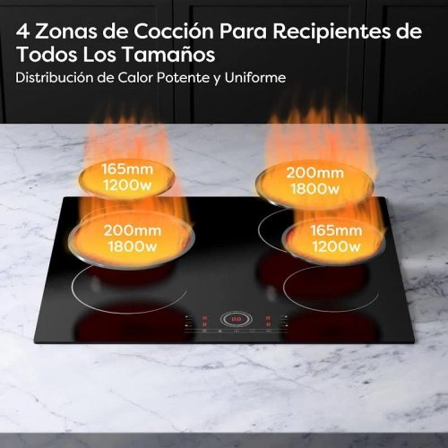 Ciarra Vitrocerámica Encastrable 60cm Para Cocina Familiar 4 Fuegos